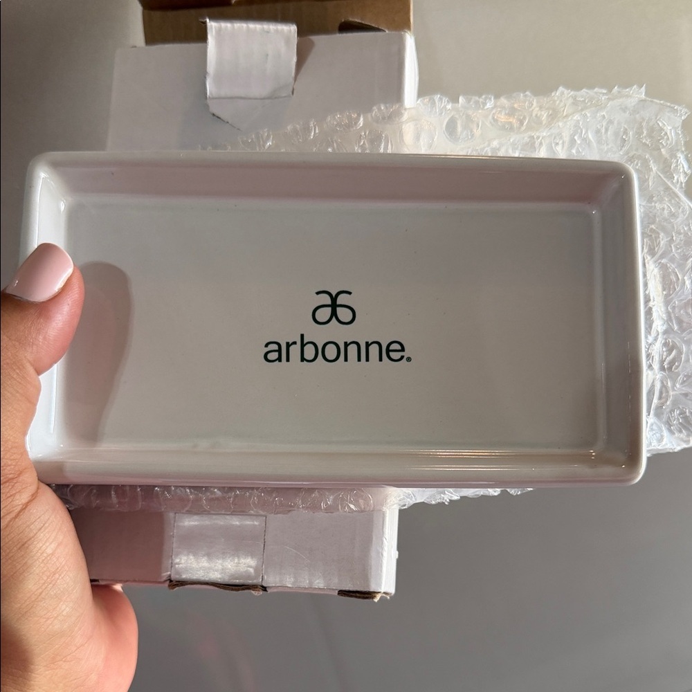 Arbonne White Ceramic Logo Dish